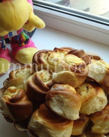 Рецепт булочек розочки с творогом