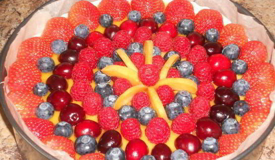 чизкейк с фруктами и желе