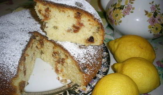ароматный лимонный кекс с изюмом
