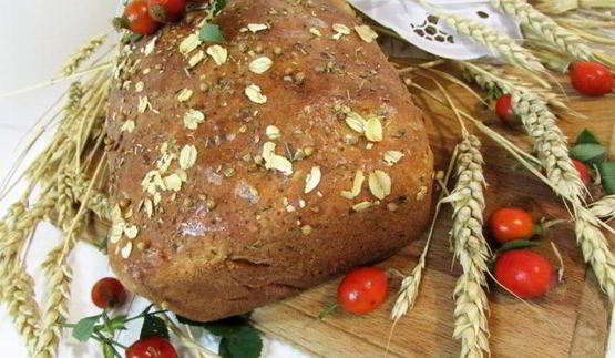 хлеб с творогом и овсяными хлопьями