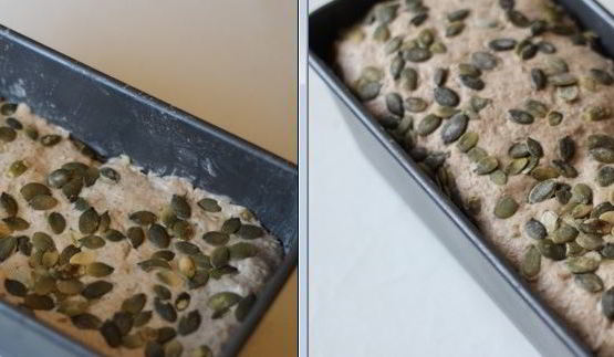 хлеб с творогом и тыквенными семечками на ржаной закваске