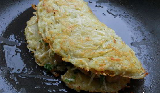 картофельные лепешки с курицей и сыром