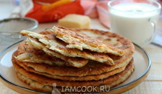 лепешки на кефире с сыром и зеленью