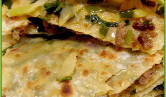 лепешки по-дунгански с мясом и зеленью