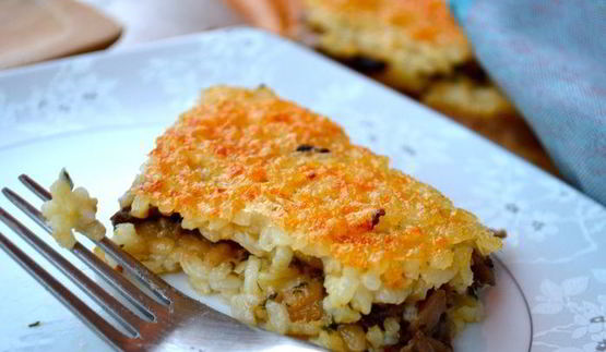 рисовая лепешка, фаршированная грибами