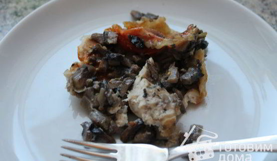 мясные маффины из куриного филе, грибов и сыра моцарелла