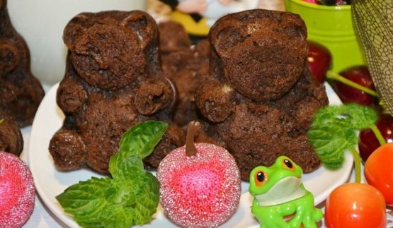 шоколадно-банановые маффины мишка барни