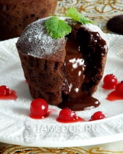 Рецепт шоколадных маффинов с жидкой начинкой