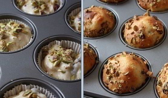 творожные маффины с клюквой и фисташками