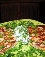 Оладьи с семгой и зеленью