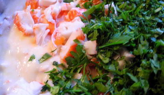 оладьи с семгой и зеленью