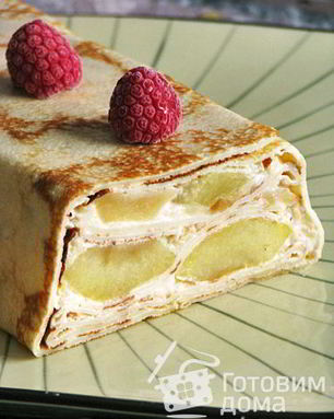 Блинный пирог с яблоками