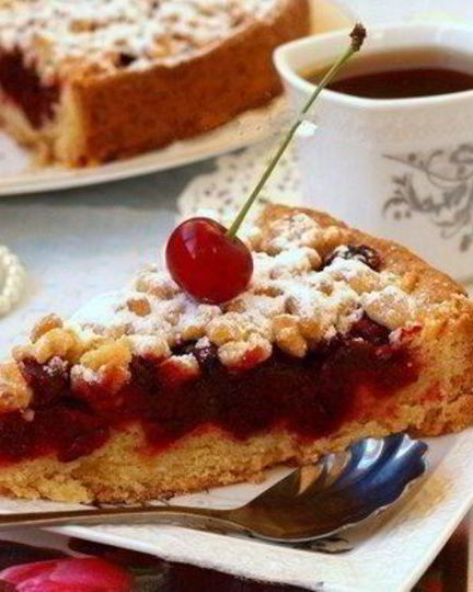 Рецепт песочного пирога с вишней