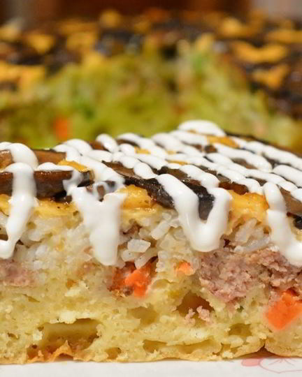 Рецепт пирога-перевертыша с мясом и грибами