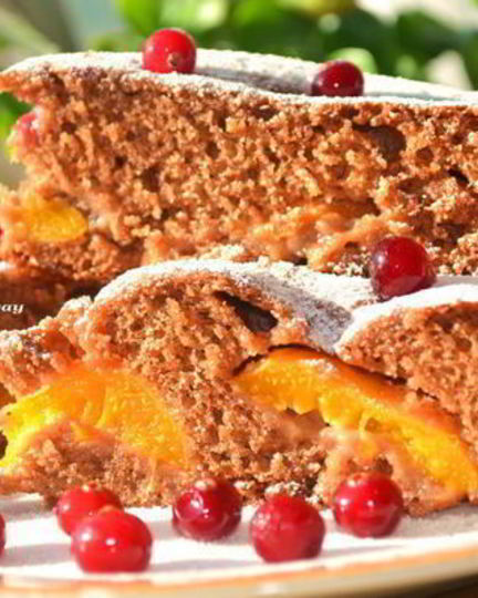 Рецепт шоколадна-медового пирог с абрикосами