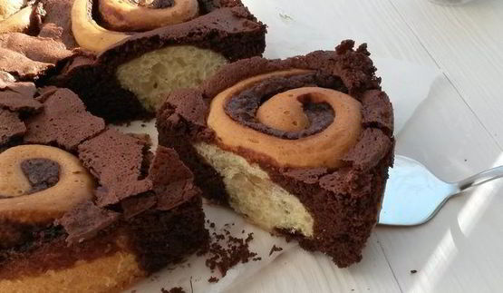 шоколадный пирог с булочками