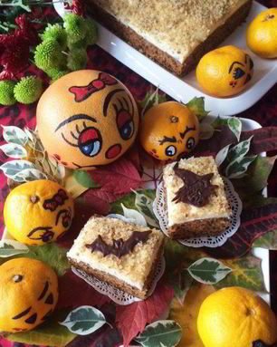 Тыквенное пирожное с грецким орехом