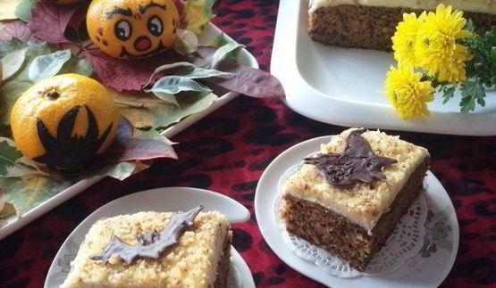 тыквенное пирожное с грецким орехом