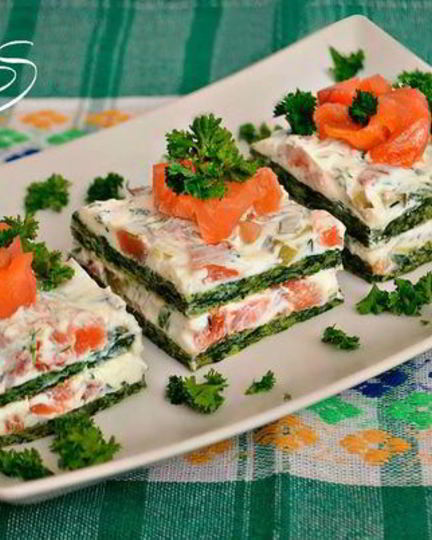 Рецепт закусочных пирожных из лосося и шпината семужкин каприз