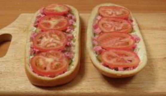 домашняя пицца на батоне