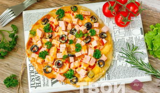 пицца на кефире на сковороде