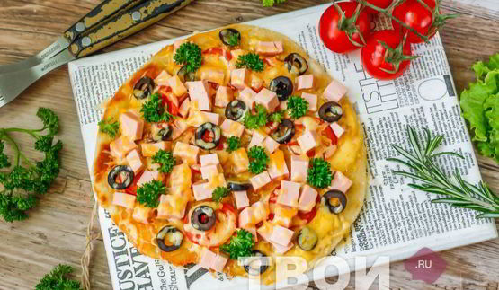 пицца на кефире на сковороде