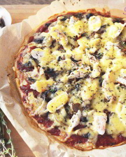 Рецепт пиццы с курицей и грибами