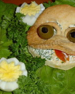 Слойки с творожным сыром, оливками и зеленью Лягушата