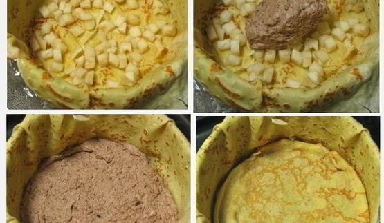 блинный торт соната с орехами, грушами и шоколадом