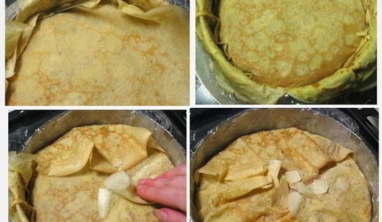 блинный торт соната с орехами, грушами и шоколадом