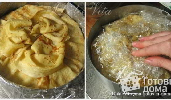 блинный торт соната с орехами, грушами и шоколадом