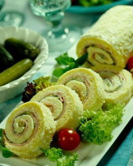 Рецепт домашнего закусочного бисквитного рулета