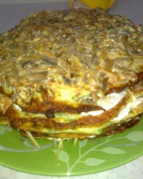 Кабачковый торт с грибами