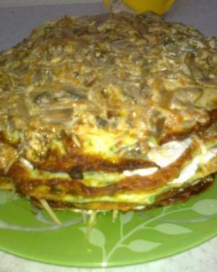 Кабачковый торт с грибами