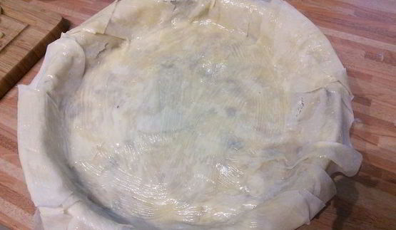 картофельно-грибной торт с черносливом