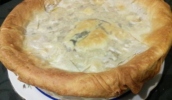 картофельно-грибной торт с черносливом