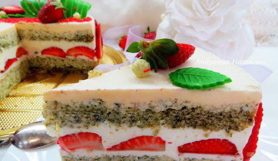 мятный торт с клубникой