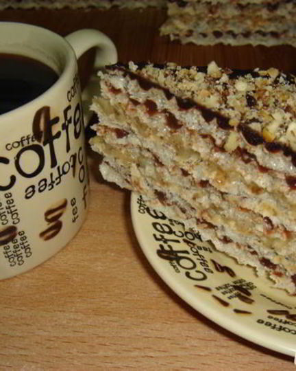 Рецепт шоколадна-лимонного вафельный торт с миндалем