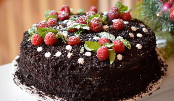 шоколадный торт с клюквой