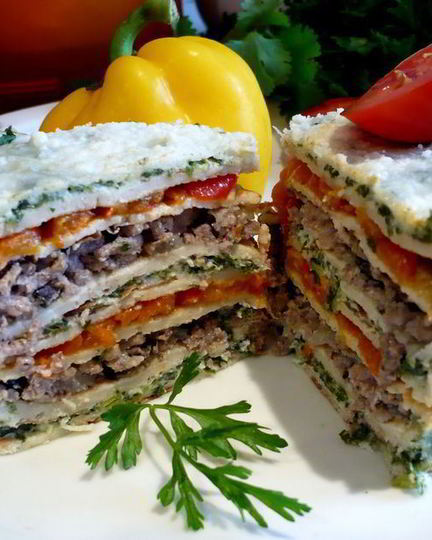 Рецепт торта из блинчиков с мясом и овощами дай, джим, на счастье лапу мне