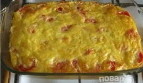 картофельная запеканка с грибами и помидорами