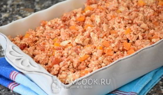 картофельная запеканка с куриным фаршем в духовке