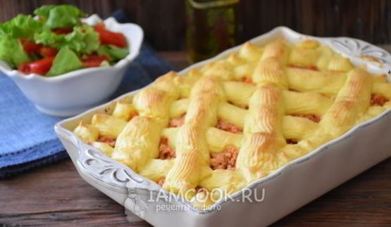 картофельная запеканка с куриным фаршем в духовке