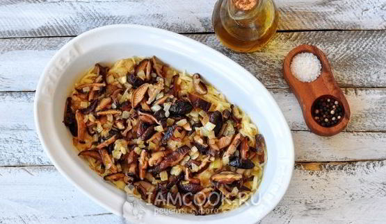 постная картофельная запеканка с грибами