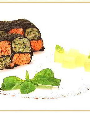 Рыбная запеканка в листах нори и имбирное желе