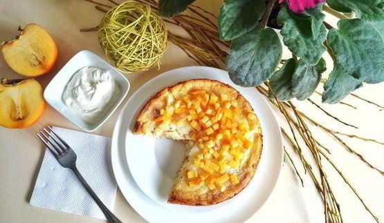 творожная запеканка с хурмой