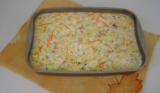 запеканка из кабачков и картошки с куриным фаршем