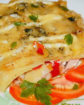 Запеканка из картофеля с копченым окороком