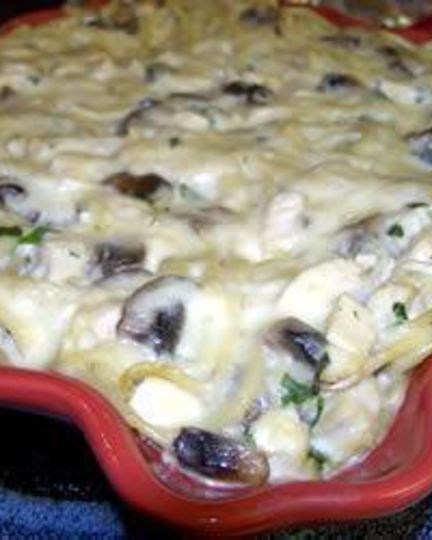 Рецепт запеканки из макарон с курицей и грибами