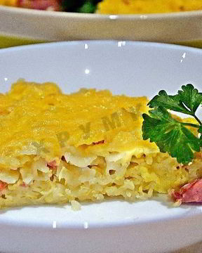 Запеканка из макарон с сосисками